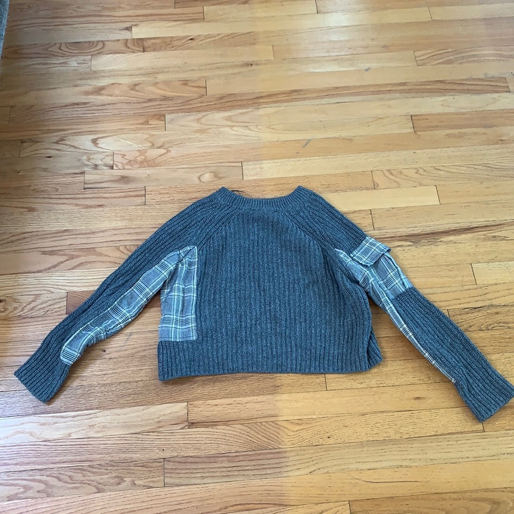 Gray Zara Sweater with flannel